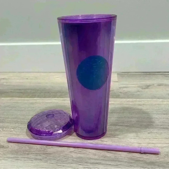 Starbucks Summer 2022 Purple Blue Kaleidoscope Dome Cold Cup Straw Tumbler 24oz - Picture 2 of 7